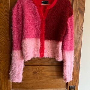 ASOS Fuzzy Pink and Red Cardigan
